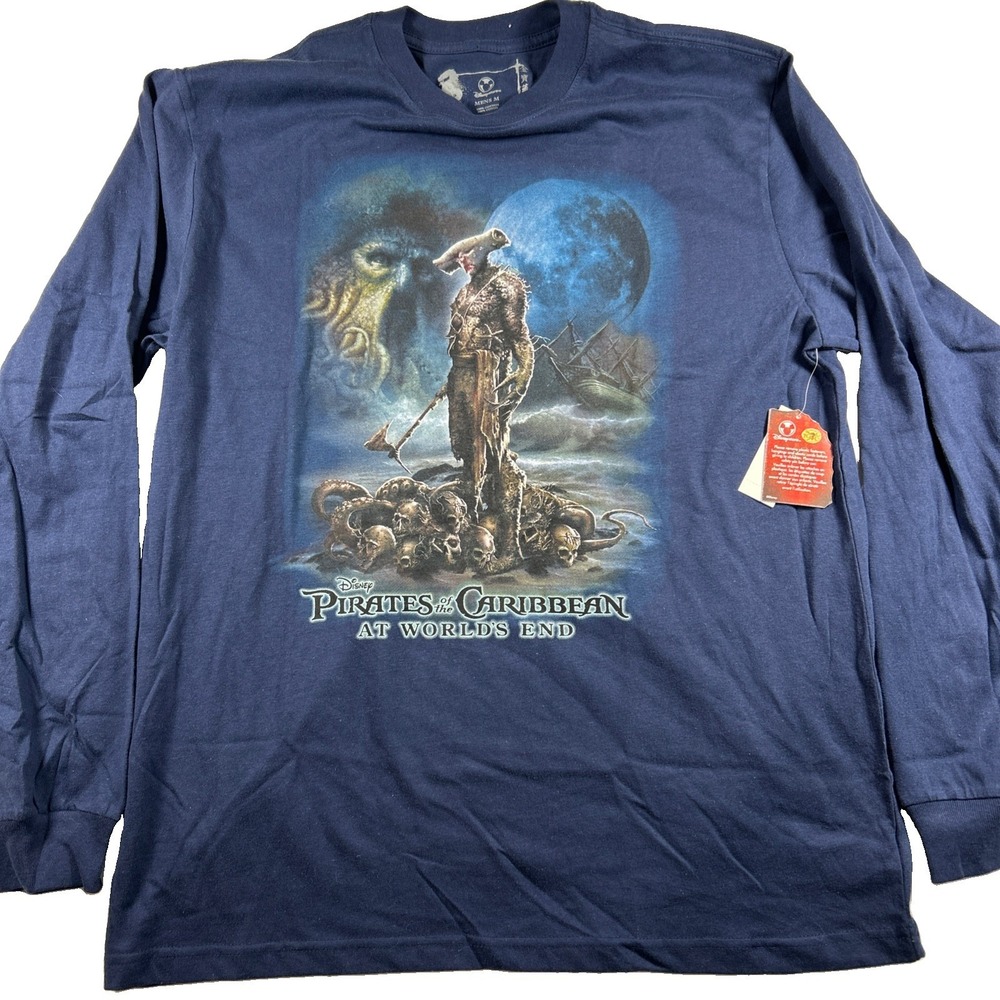 Disney Pirates of the Caribbean At Worlds End Long Sleeve Shirt Navy Mens M